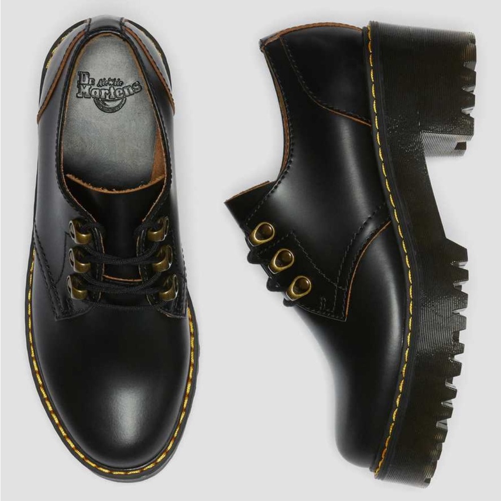 Dr. Martens LEONA LO VINTAGE SMOOTH LEATHER HEELED SHOES